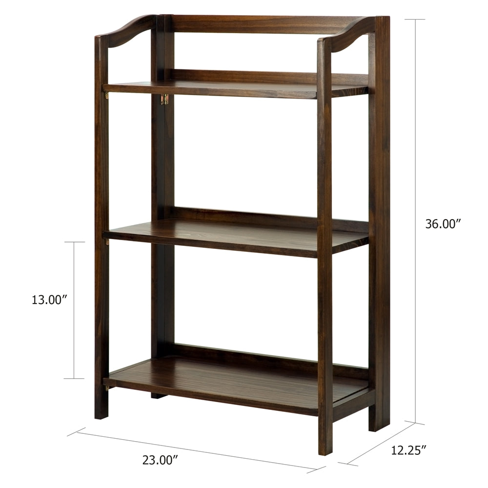 Stratford 3-Shelf Folding Bookcase-Warm Brown