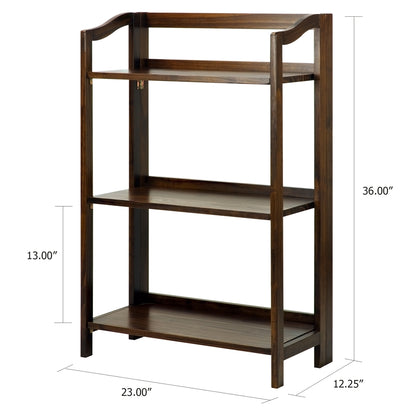 Stratford 3-Shelf Folding Bookcase-Warm Brown