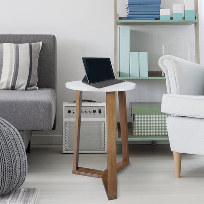 Aesthetic Tripod Round Side Table with Solid American Hardwood Legs, Walnut