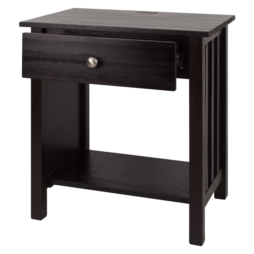 Vanderbilt Night Stand with USB Port- Espresso