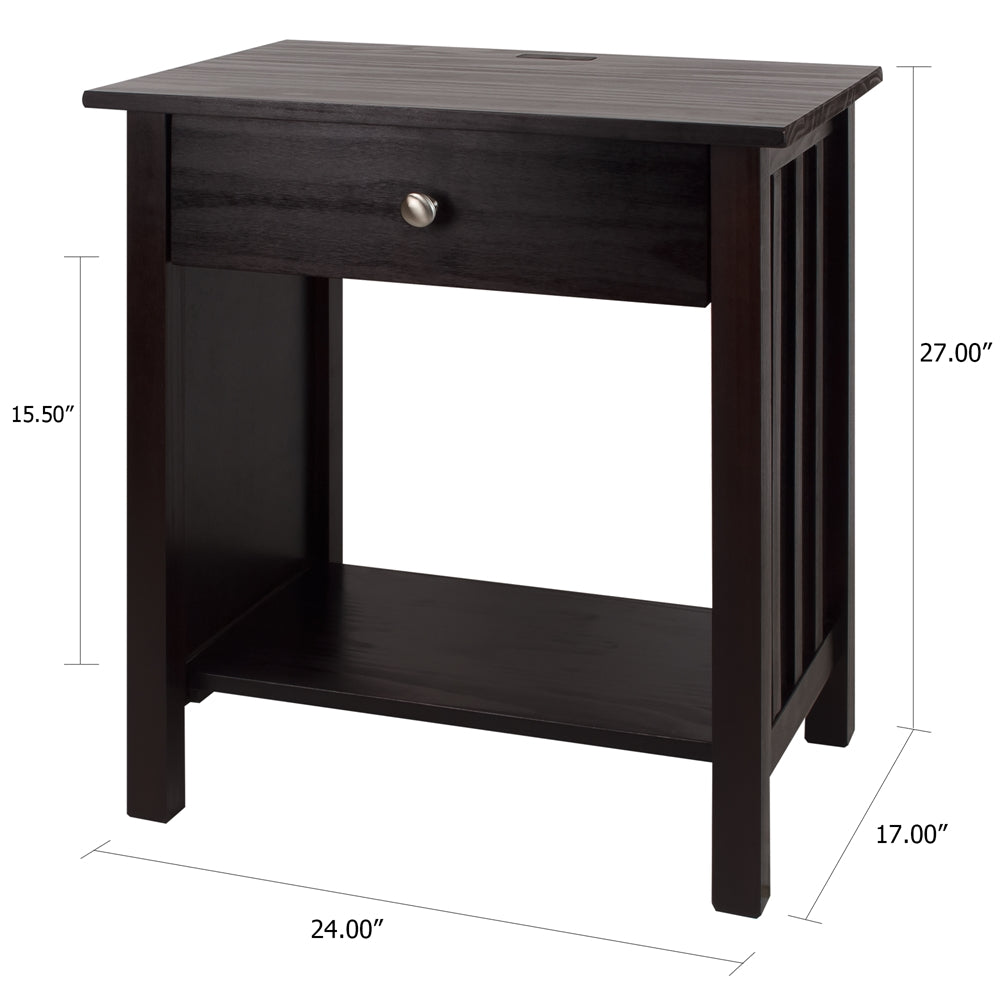 Vanderbilt Night Stand with USB Port- Espresso