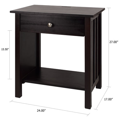 Vanderbilt Night Stand with USB Port- Espresso