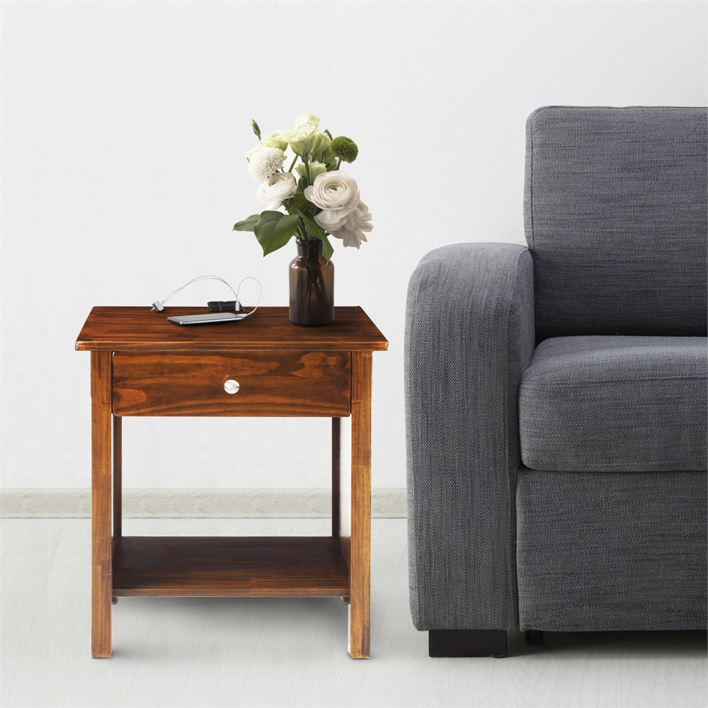 Vanderbilt Night Stand with USB Port-Warm Brown