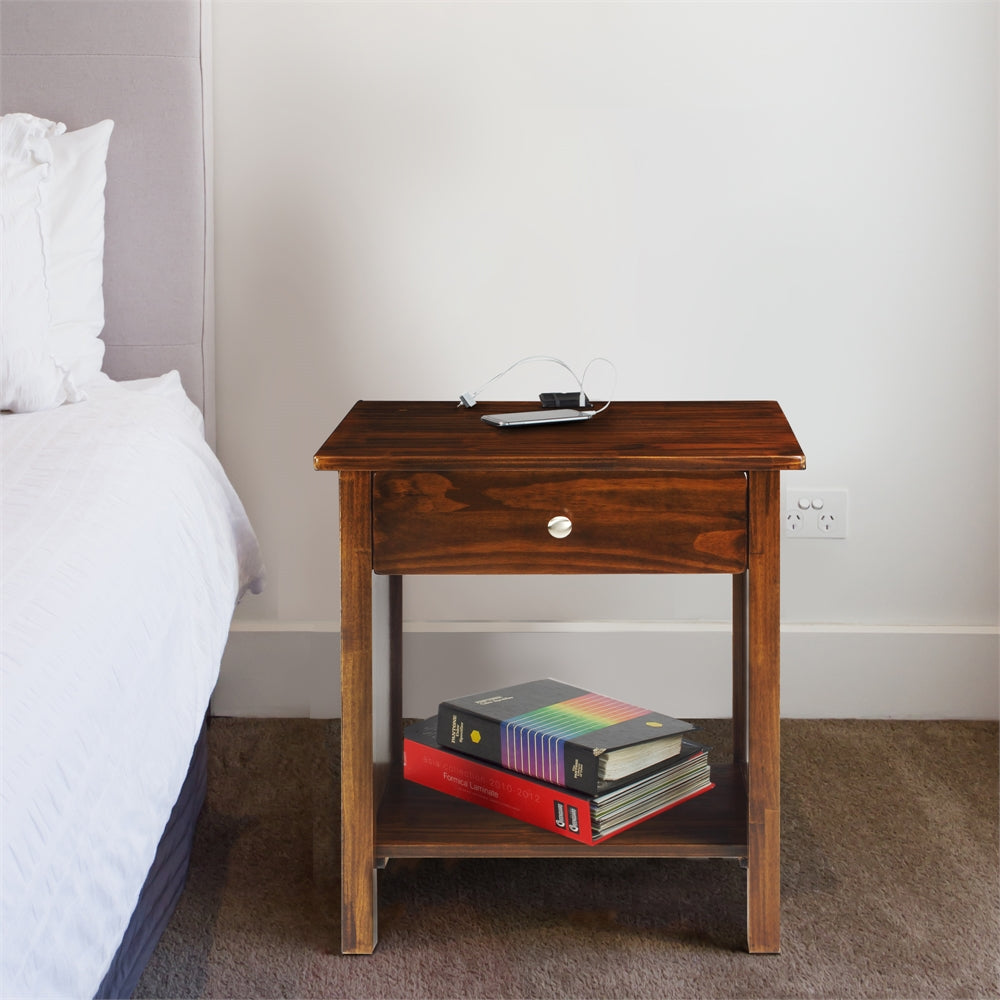 Vanderbilt Night Stand with USB Port-Warm Brown