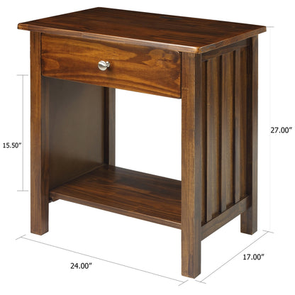 Vanderbilt Night Stand with USB Port-Warm Brown