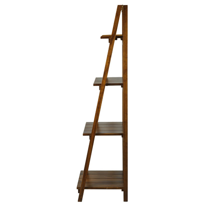 Manhasset Slatted 4-Shelf Folding Bookcase-Warm Brown