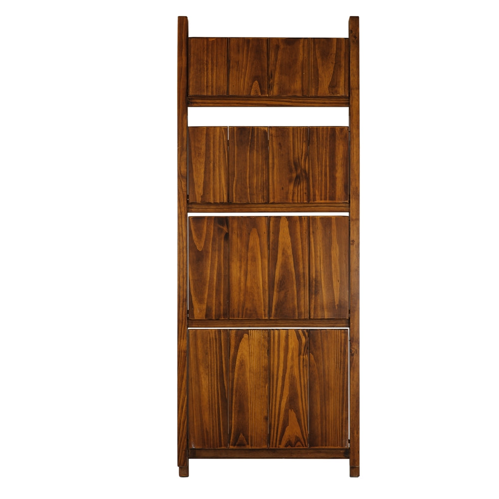 Manhasset Slatted 4-Shelf Folding Bookcase-Warm Brown