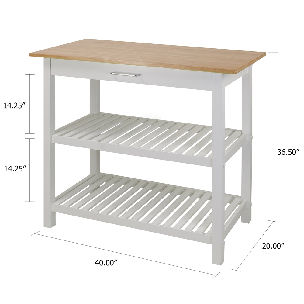Kitchen Island with Solid Wood Top