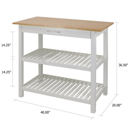 Kitchen Island with Solid Wood Top