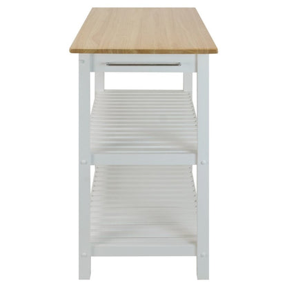 White Kitchen Island Table with Storage, Drawer and Open Counter 2 Shelves