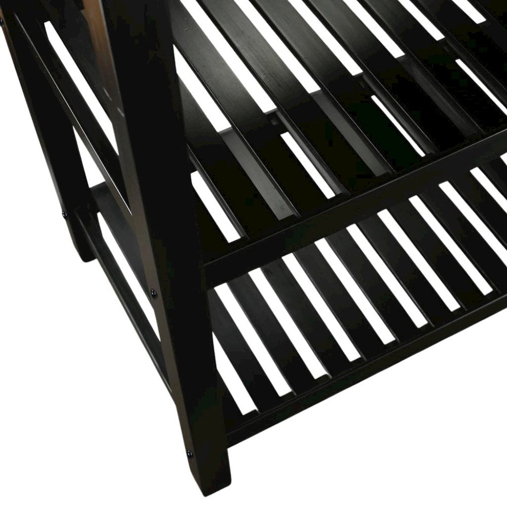 Black Kitchen Island Table with Storage, Drawer and Open Counter 2 Shelves