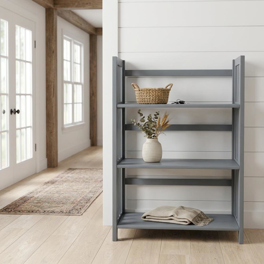 Wooden Bookcase in Finish with Adjustable Shelves for Home Office