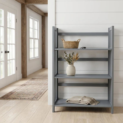 Wooden Bookcase in Finish with Adjustable Shelves for Home Office