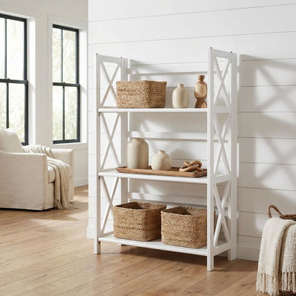 Wooden Bookcase in Natural Finish with 3 Shelves and Sturdy Construction