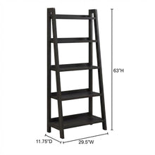 Espresso Mission Style 5-Shelf Bookcase for Living Room Storage