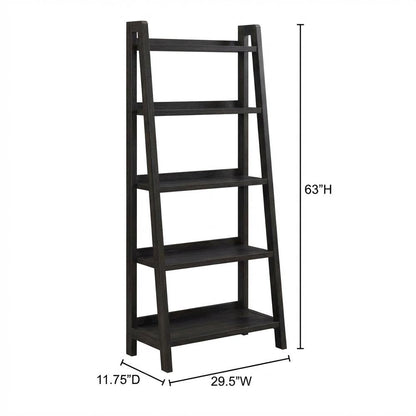 Espresso Mission Style 5-Shelf Bookcase for Living Room Storage
