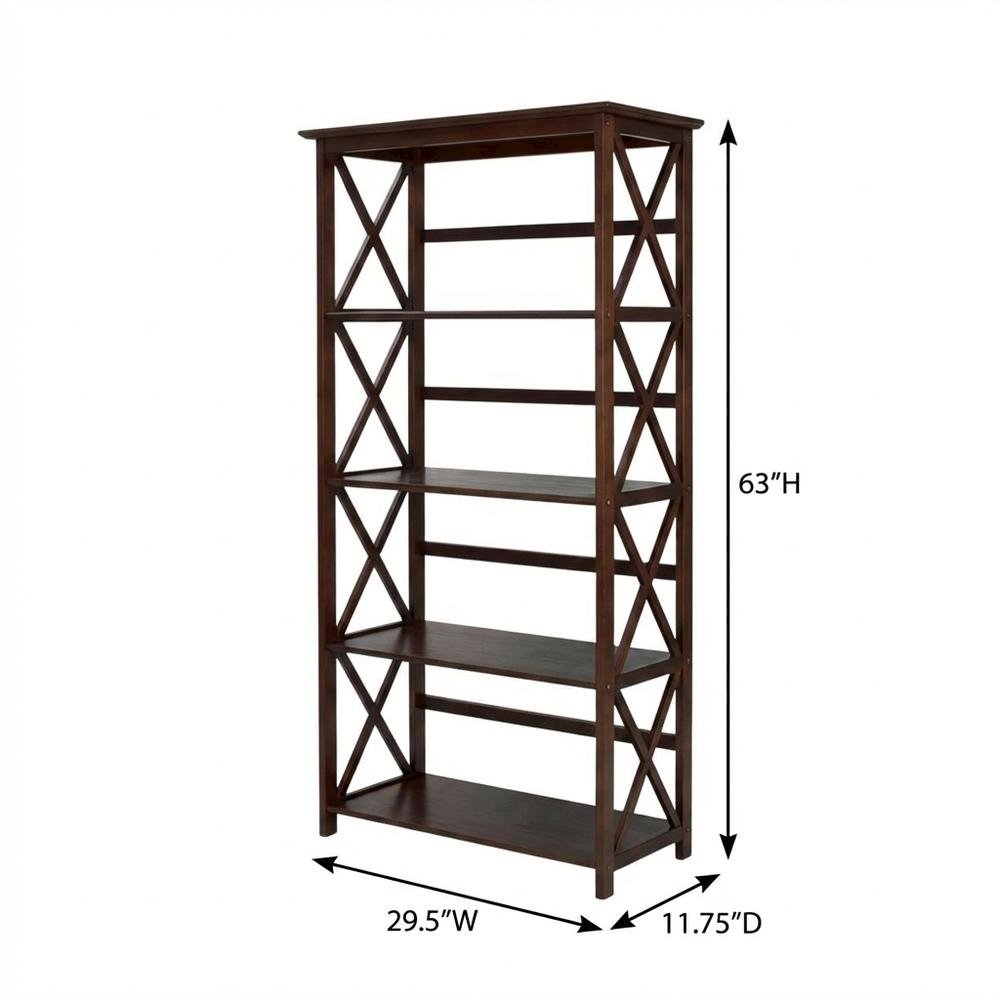 Wooden Bookcase with Open Shelves and Sturdy Frame for Home Office