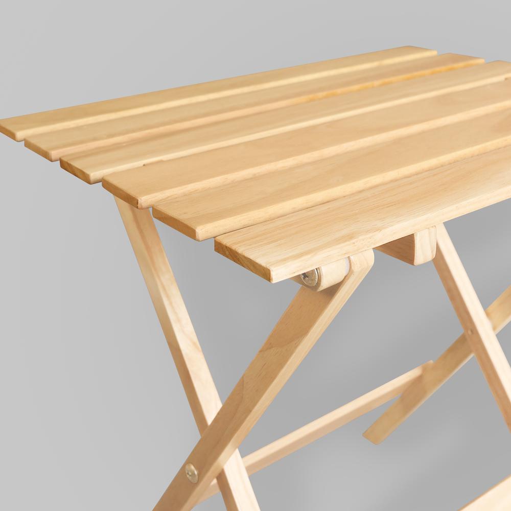Portable Solid Wood Folding Side Table 2-Piece Set - Natural
