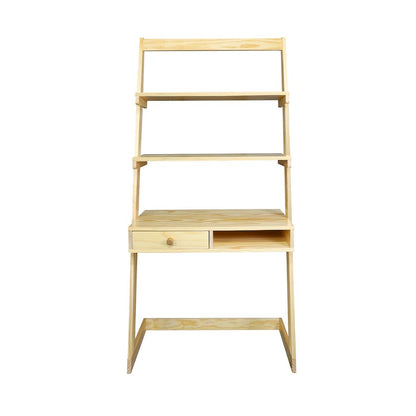 Freestanding Ladder Desk with Drawer, Natural