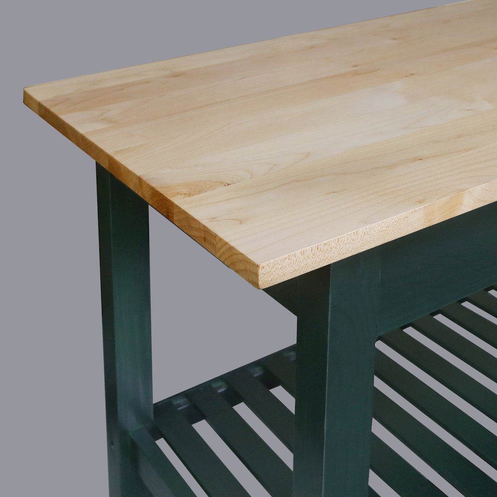 Kitchen Island with Solid American Hardwood Top, Hunter Green