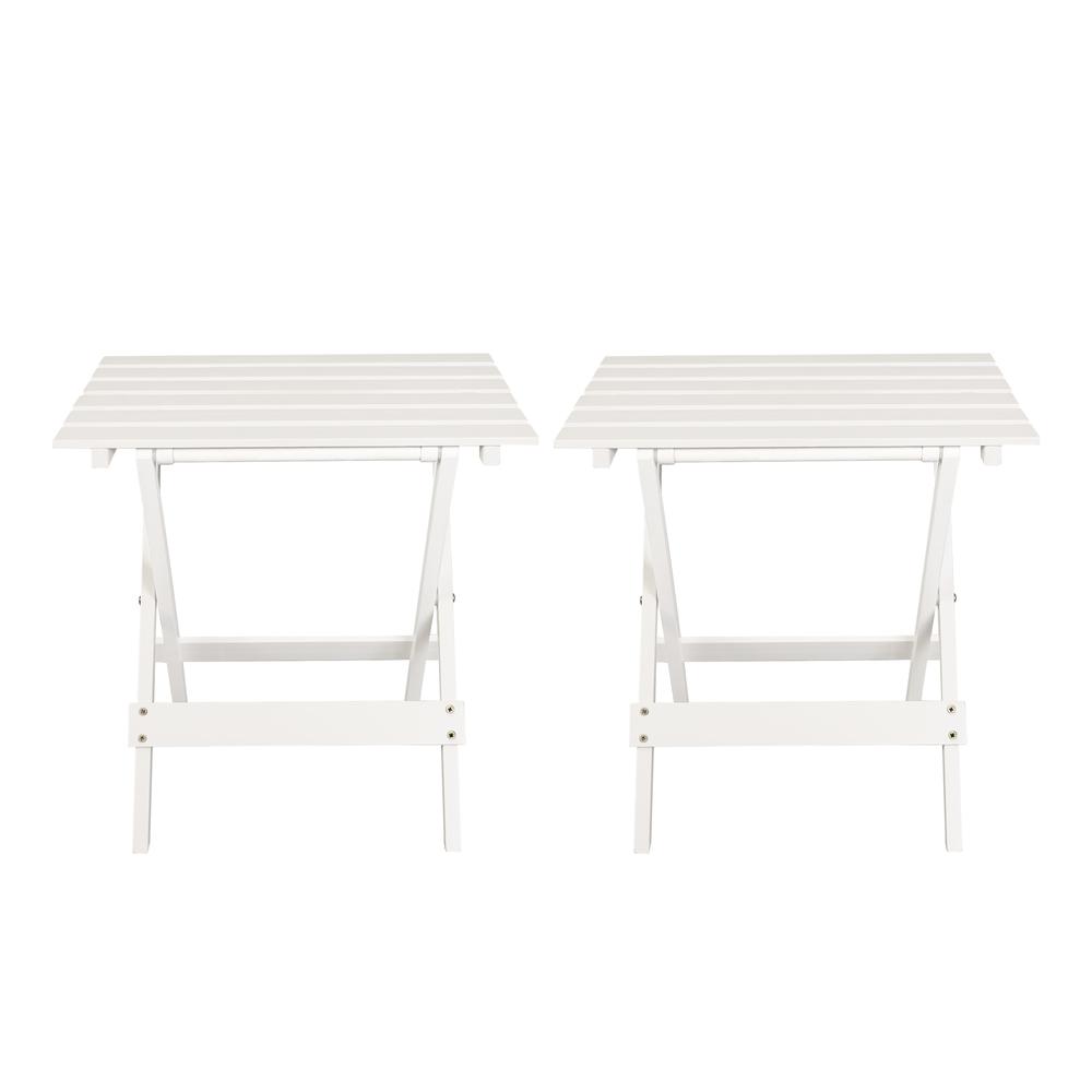 Portable Solid Wood Folding Side Table 2-Piece Set - White