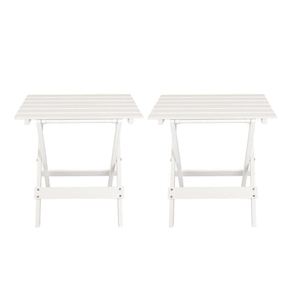 Portable Solid Wood Folding Side Table 2-Piece Set - White