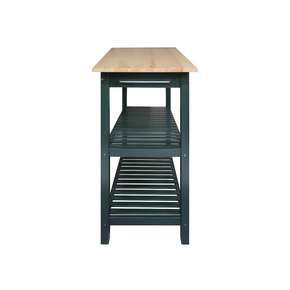 Kitchen Island with Solid American Hardwood Top, Hunter Green