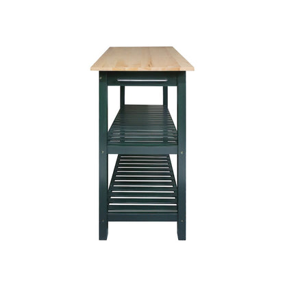 Kitchen Island with Solid American Hardwood Top, Hunter Green