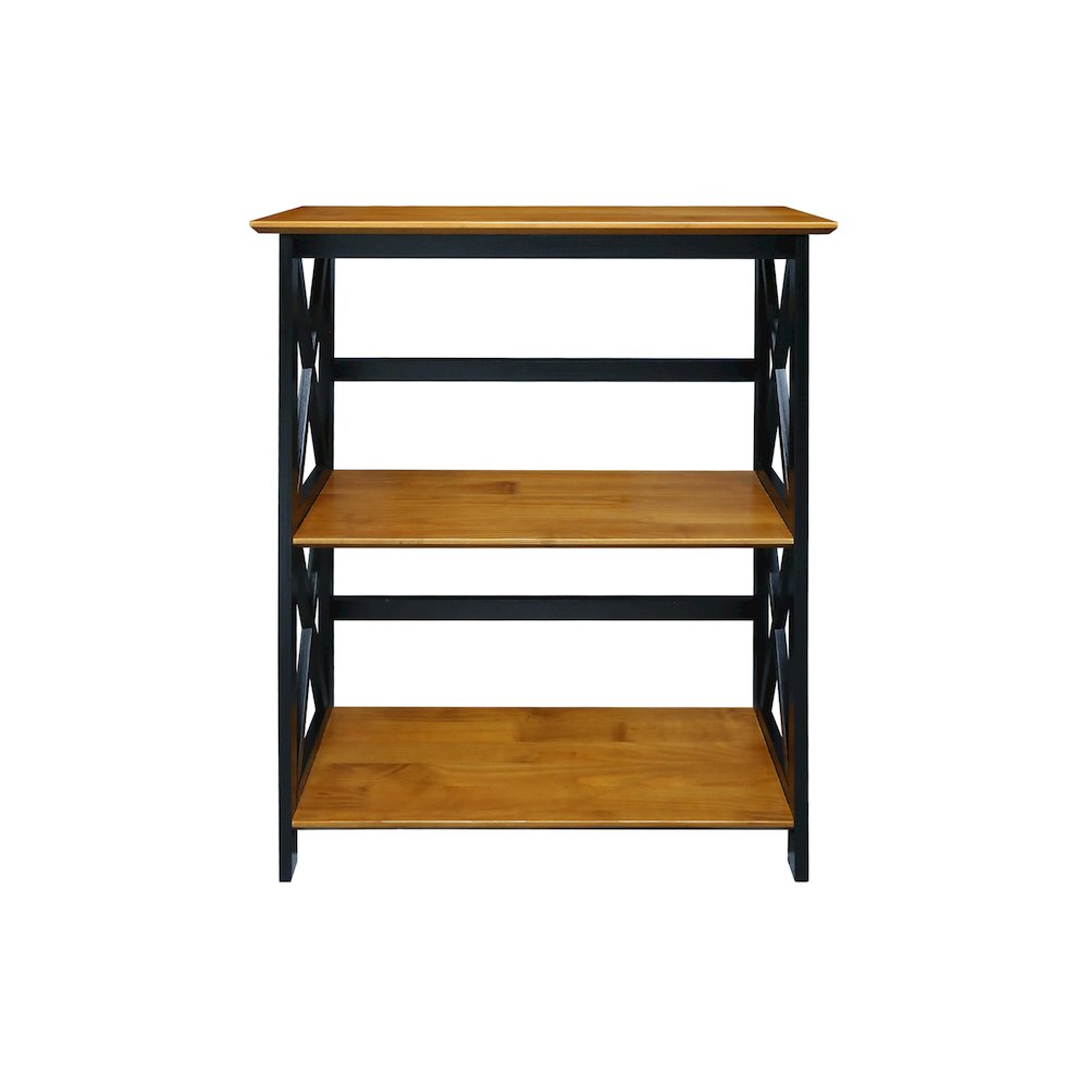 Montego 3-Shelf Bookcase, Antique Walnut/Black