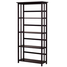 Espresso Mission Style 5-Shelf Bookcase for Living Room Storage