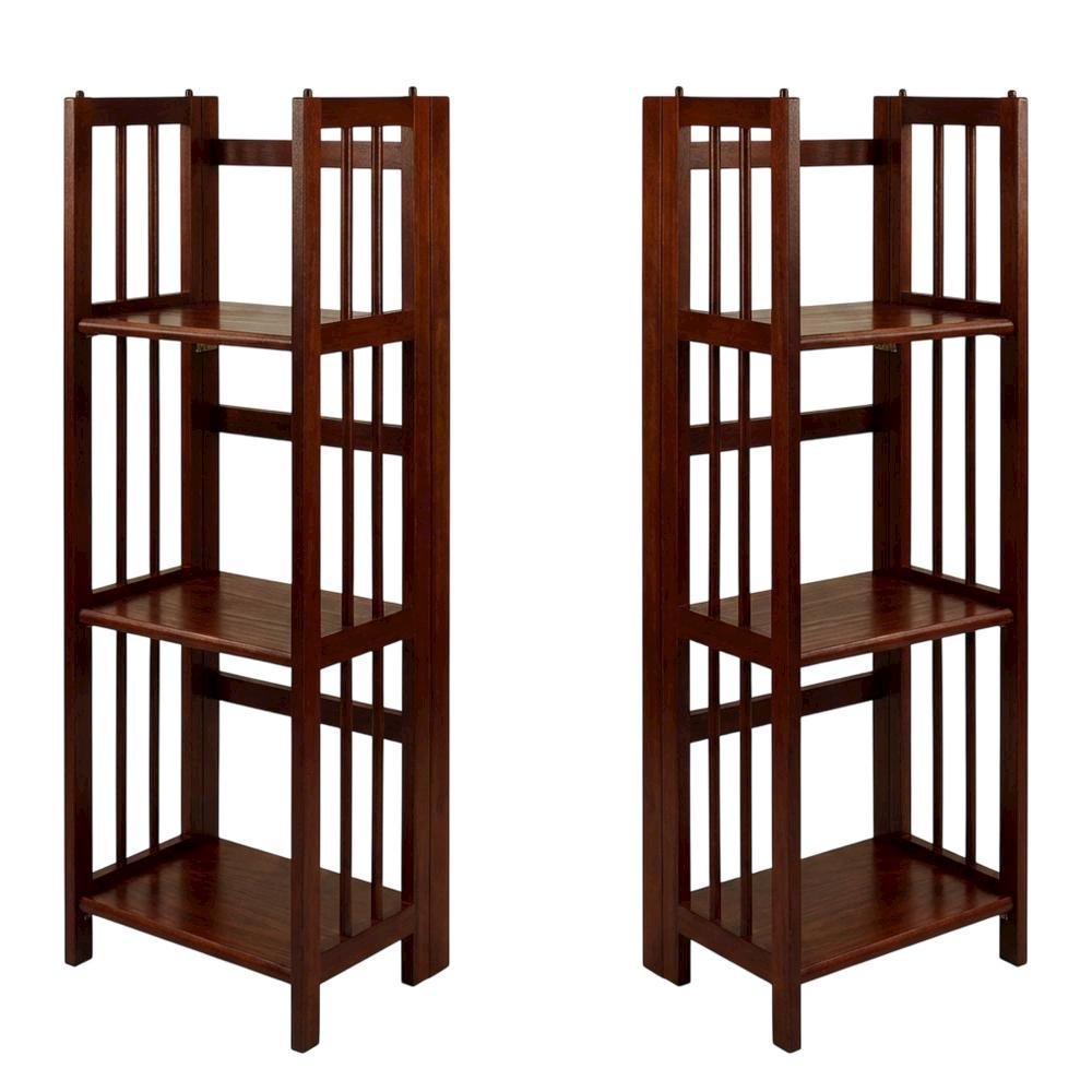 Wooden Bookcase with Open Shelves and Stable Construction for Living Room