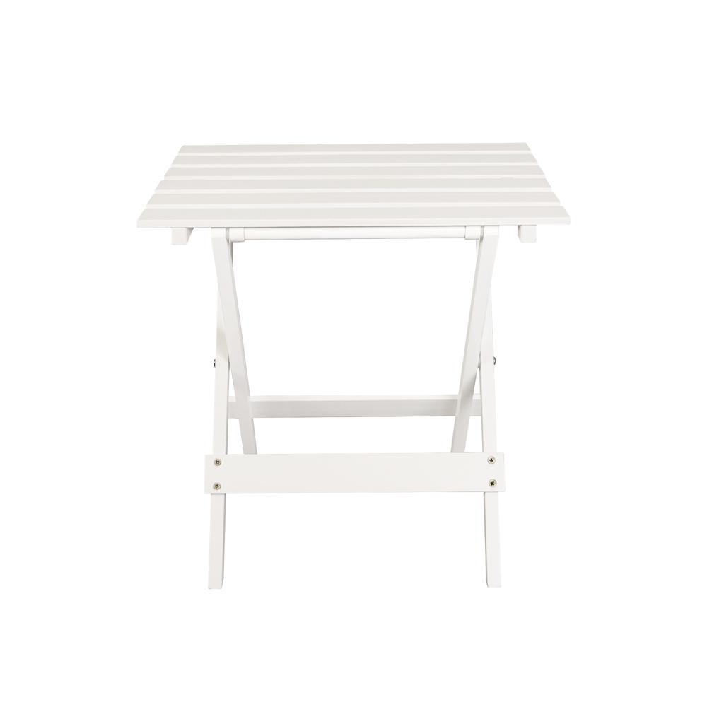 Portable Solid Wood Folding Side Table 2-Piece Set - White