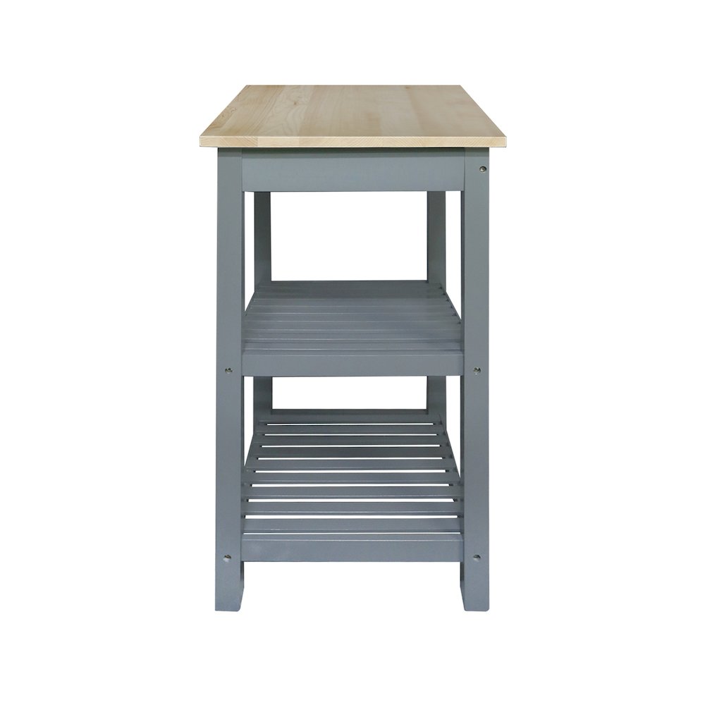 Sunrise Kitchen Island with Solid Wood Top - Slate Gray