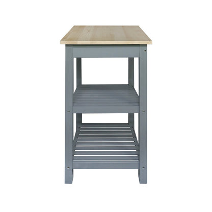Sunrise Kitchen Island with Solid Wood Top - Slate Gray