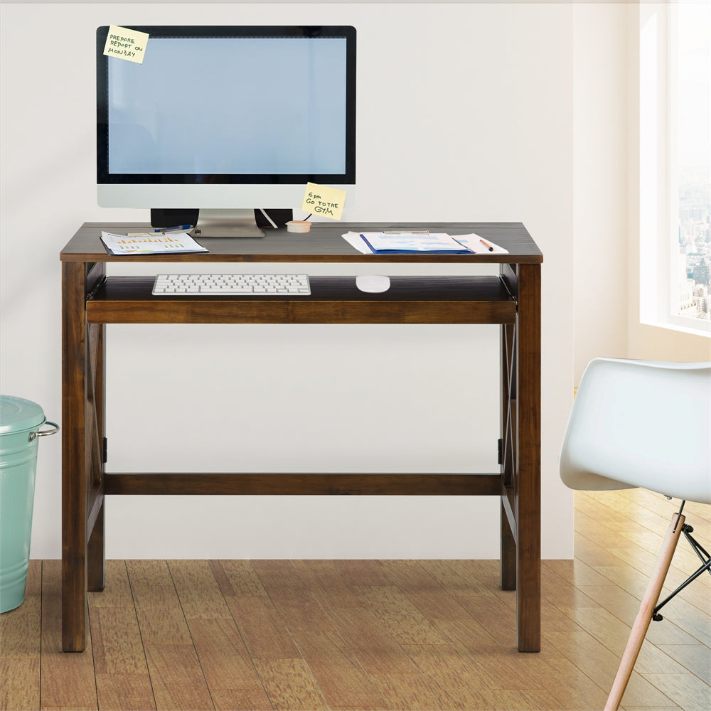 Montego Folding Desk with Pull-Out-Warm Brown