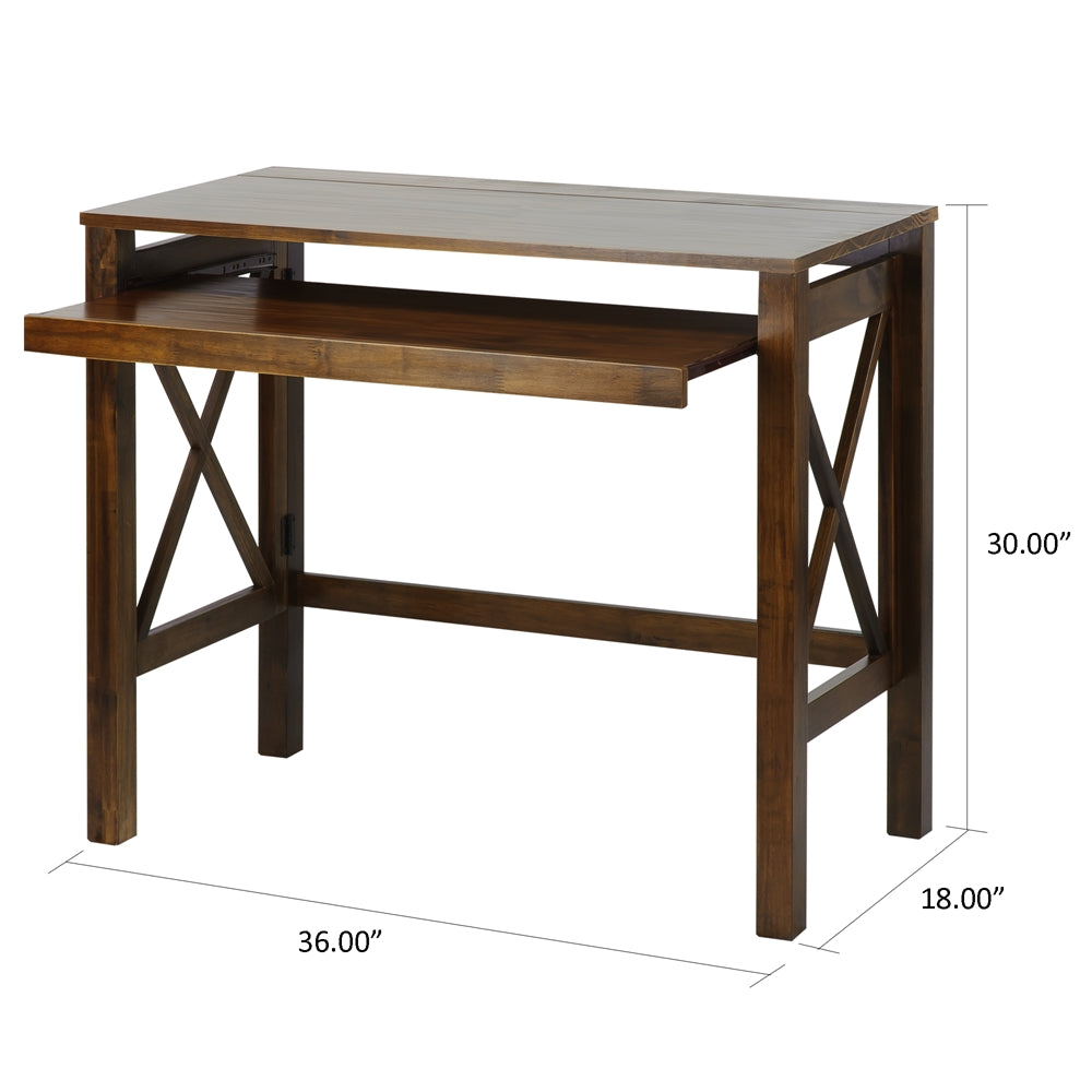 Montego Folding Desk with Pull-Out-Warm Brown