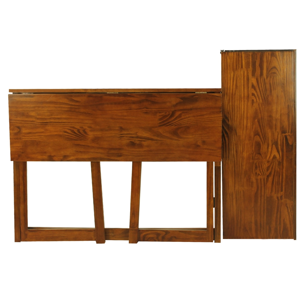 Folding Desk with Pull-Out & USB Port-Warm Brown