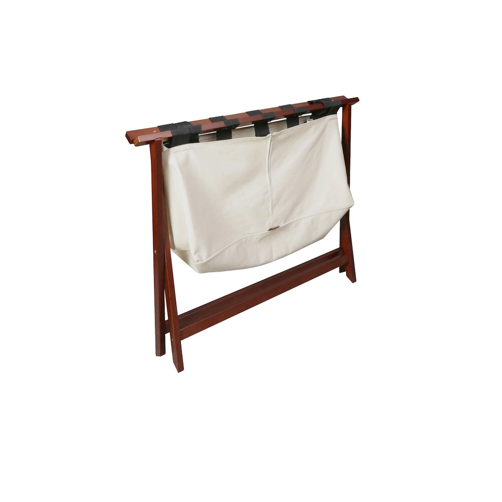 Heavy Duty 34" Extra Wide Luggage Rack with Zippered Laundry Bag- Walnut