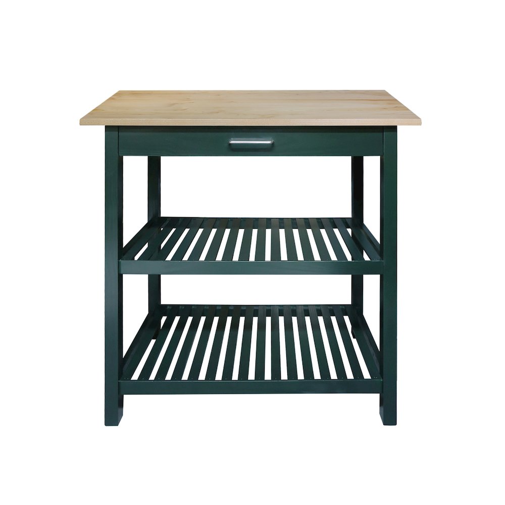 Kitchen Island with Solid American Hardwood Top, Hunter Green
