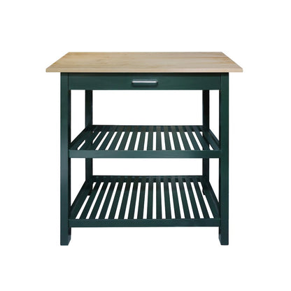 Kitchen Island with Solid American Hardwood Top, Hunter Green