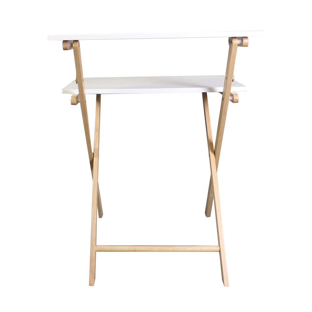 Solid Wood 2-tier Folding Laptop Working Desk
