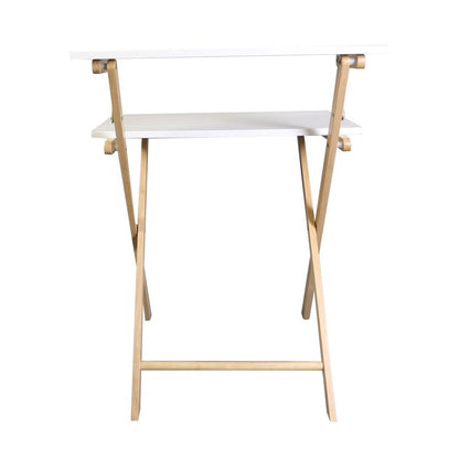 Solid Wood 2-tier Folding Laptop Working Desk
