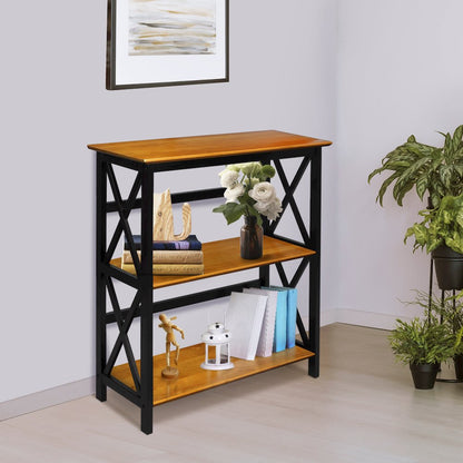 Montego 3-Shelf Bookcase, Antique Walnut/Black