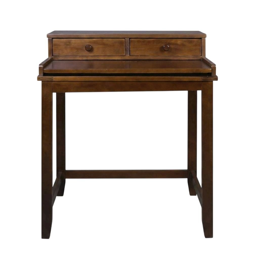 Mid Century Modern Wooden Computer Desk with Drawers and Hidden Compartment