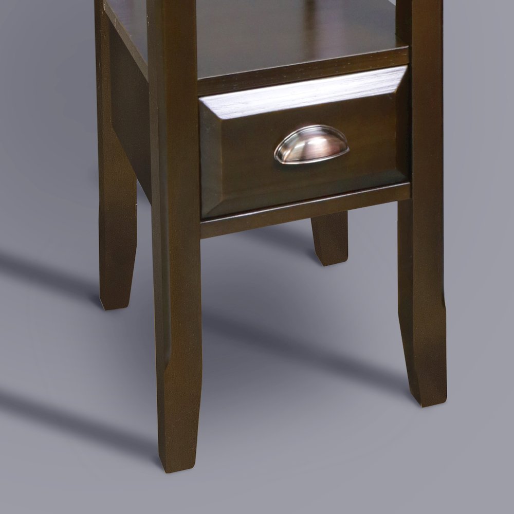 2-Tier Tall Side Table with Drawer - Java