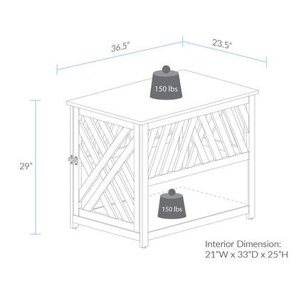 Modern Lattice Wooden Pet Crate End Table - Espresso