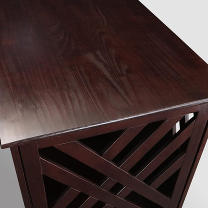 Modern Lattice Wooden Pet Crate End Table - Espresso