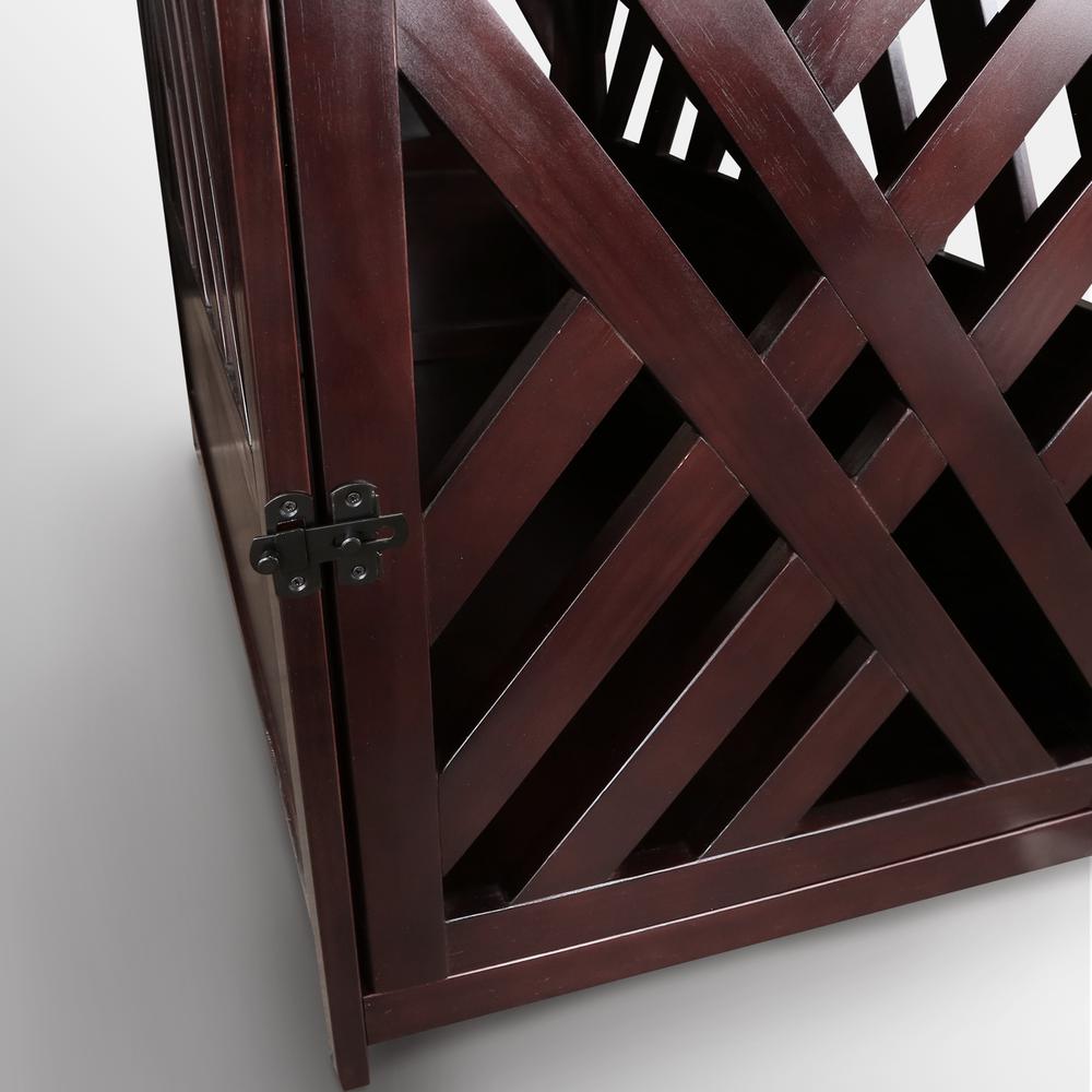 Modern Lattice Wooden Pet Crate End Table - Espresso
