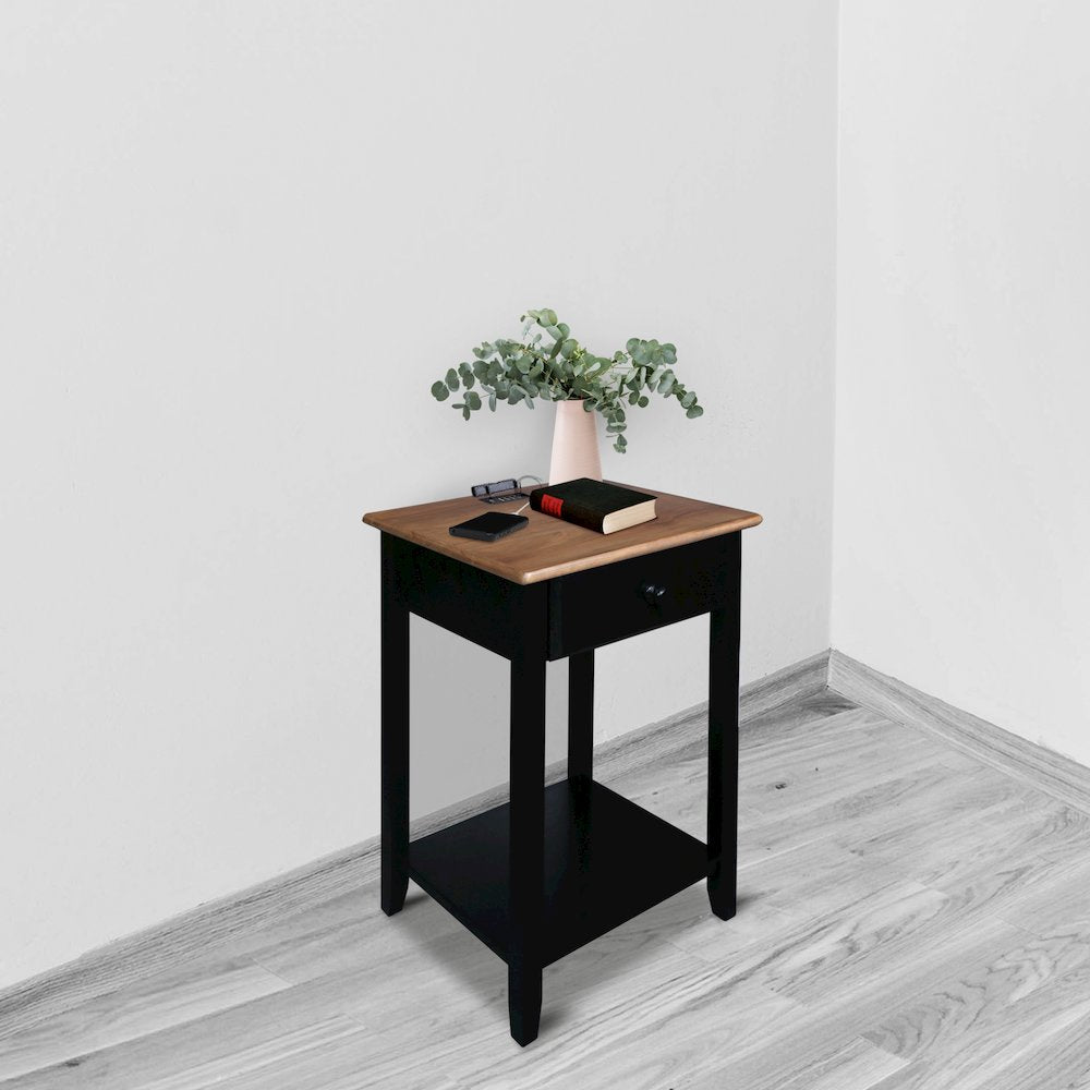 Night Owl Nightstand with USB Port - Walnut Black
