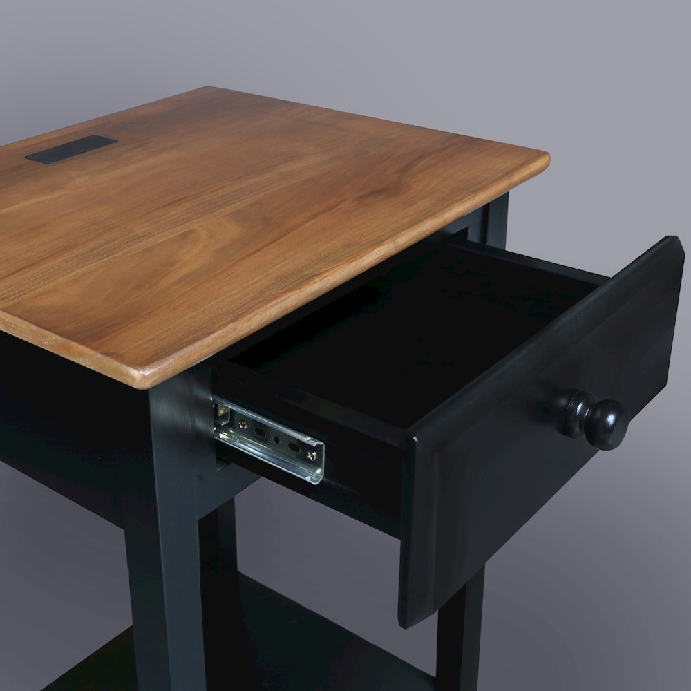 Night Owl Nightstand with USB Port - Walnut Black